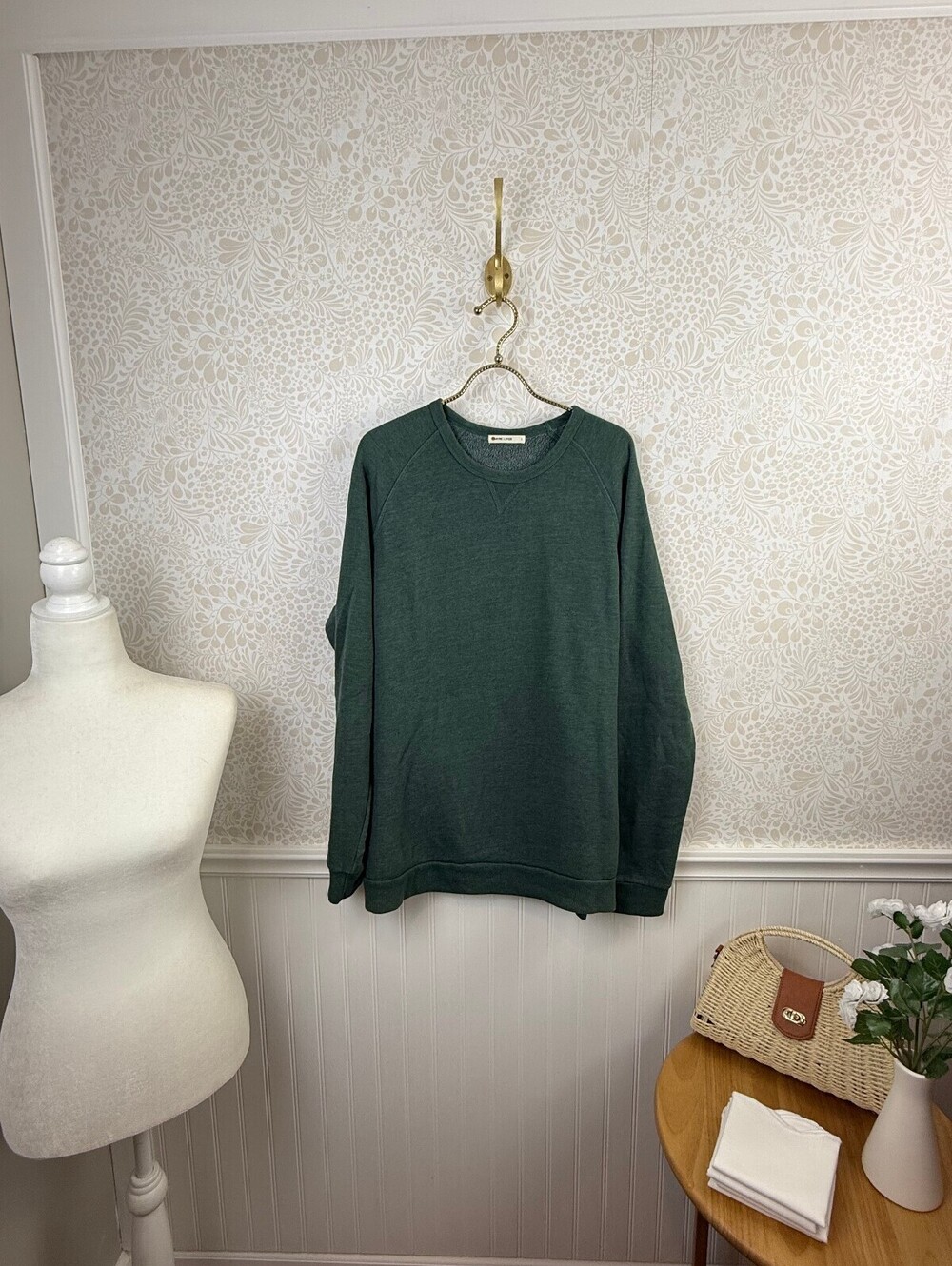 Marine Layer Men's Green Raglan Crewneck Sweatshirt - Size - Large